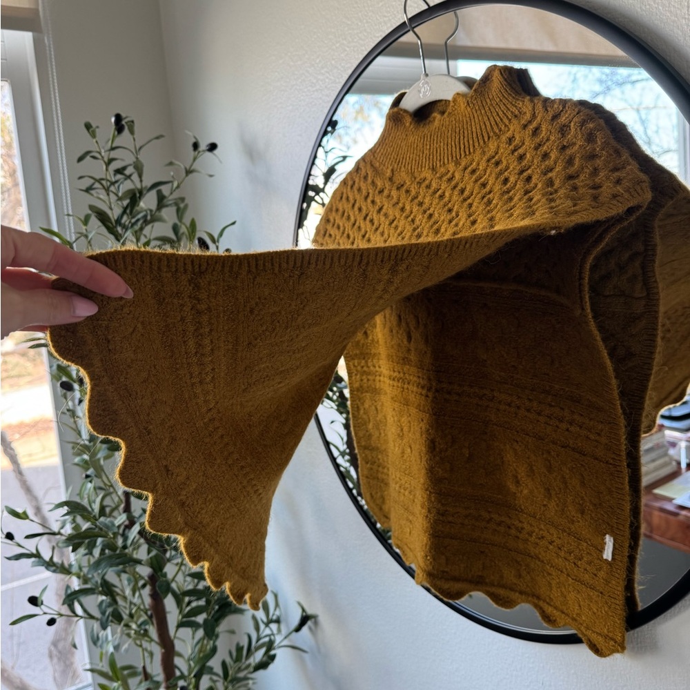 Zara Mustard Brown High Neck Sweater Vest with Intricate Knit Patterns, M - Picture 3 of 5
